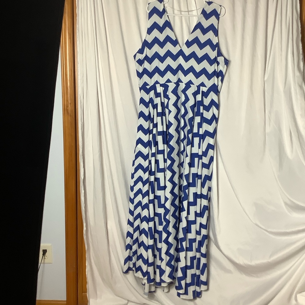 NWT blue and white striped sleeveless maxi dress